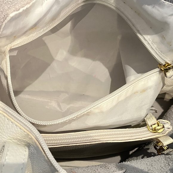 Joy Mangano Clothes It All White Textured Leather Top Handle zip Closure Purse - Picture 6 of 16